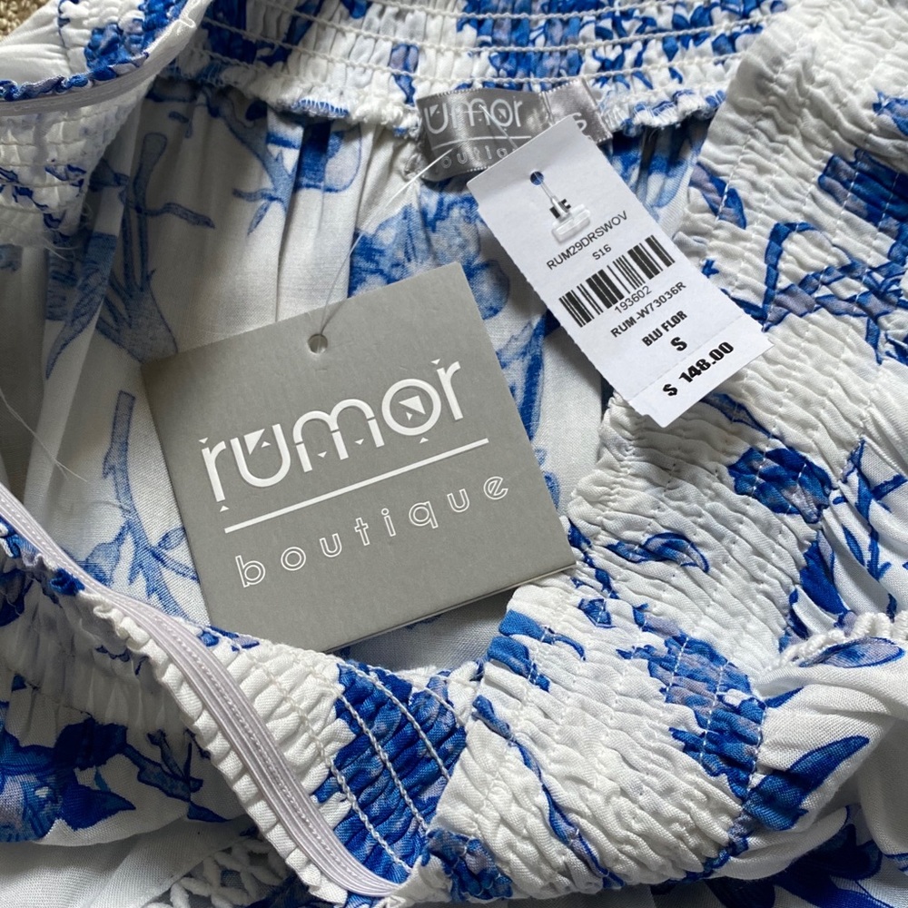 NWT LF Rumor Boutique Blue Floral Romper Dress - Picture 11 of 11